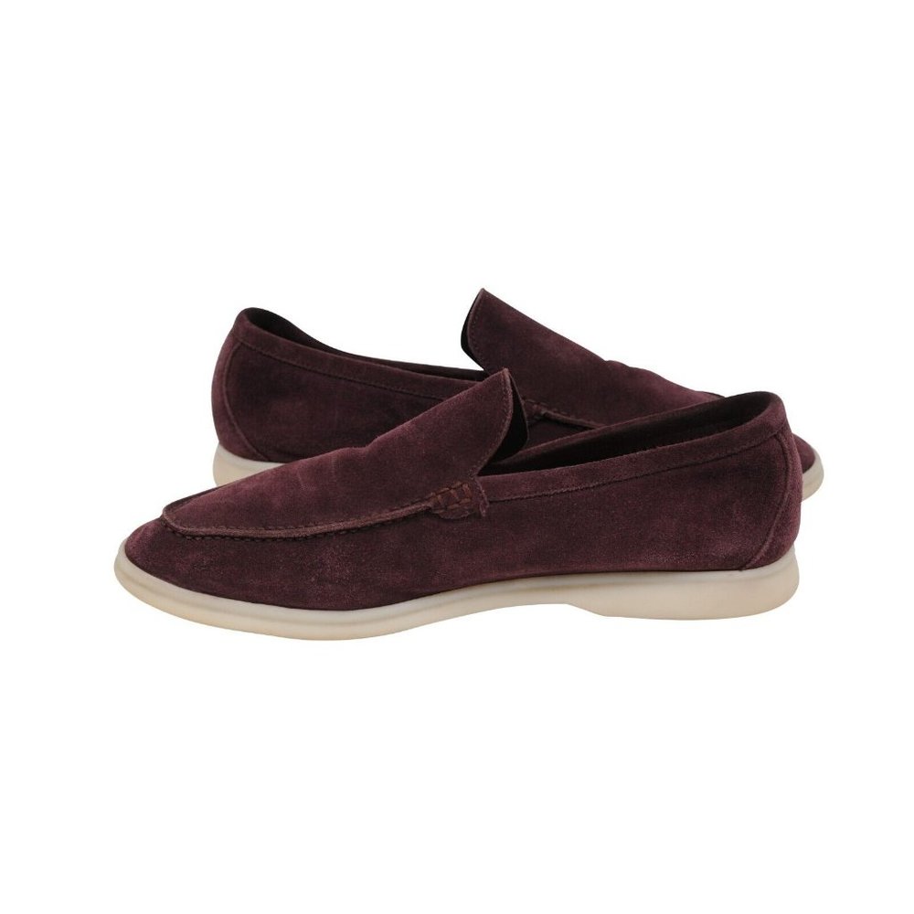Loro Piana Mens Summer Walk Size US 8.5 41.5 Burgundy Red Suede Slip On Loafer - Picture 9 of 11